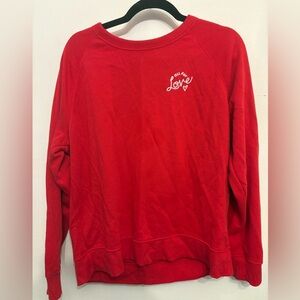 Red Sweatshirt with Love Graphic